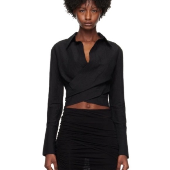 REVOLVE SILK GAUGE81 Stylish Black Wrap Top. - Picture 1 of 11